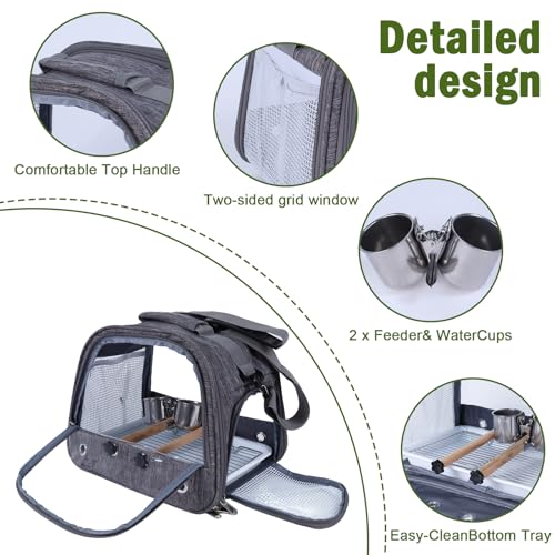 Pethiy Bird Carrier Travel Bag, Bird Travel Carrier Cage for Large Size Parrot Portable Wild Bird Carrier,Lightweight Breathable Bird Backpack Breathable Oxford Parrot Carrier Bag