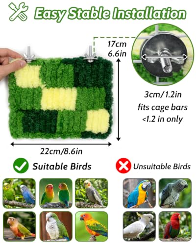 Warm Coral Fleece Bird Perch, Soft & Gentle for Sensitive Feet | Hanging Flat Resting Platform with Sturdy Frame, Secure Foot Grip, Spacious Perch for 1-2 Birds, Budgies & Cockatiels - size: 1Pcs