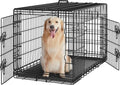 Yaheetech 42inch Double Door Dog Crate w/Divider, Collapsible Metal Kennel | Heavy-duty Sturdy Metal Frame, Easy Assemble, Fold Up for Travel, Removable Tray, Ideal for Puppies, Medium to Large Dogs - size: 42" L