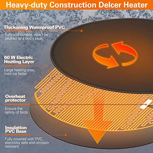 Dreyoo Bird Bath De Icer, 60w Submergible De Icer, Thermostatic Controlled Winter Water Heater Deicer for Bird, Chicken, Duck, Farm Trough, Design Patent Product(2 Pack)