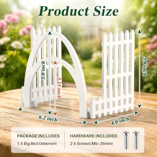 Double Arc Anti Perch Fence Compatible with Bird Buddy Feeder, White Large Bird Perch Barrier & Shield Accessories, Keep Feeding Area Clear for Small Birds