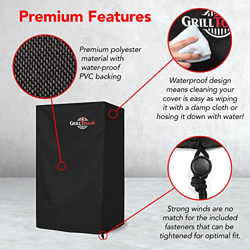 Heavy Duty Smoker Cover, Adjustable Straps, Black | Waterproof, Weather Resistant, UV & Fade Resistant, Heavy Duty Protection, Adjustable Straps, Outdoor Grill Cover, Secure Fit - color: Black, size: 41''L x 22''W x 49''H