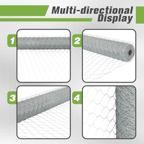 Chicken Wire Netting Galvanized Wire Mesh Hexagonal Fencing for Poultry Garden Fencing Barrier 6FTx50FT - size: 6FTx50FT