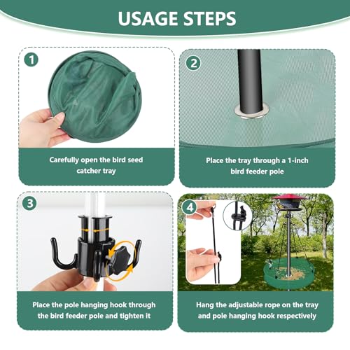 Lettry 20'' Bird Seed Catcher Tray for Pole Mounted Bird Feeder, Birdseed Hoop with Holes Fits 1'' Pole for Birds Feeders Outdoors, Backyard, Garden (1)