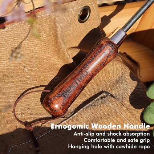 RESTMO Garden Hand Fork, Weeding, Planting, Cultivating, Brown | Heavy duty thickened hand weeding fork. For planting, removing plants, turning soil, weeding, cultivating. - size: Gardening Hand Fork