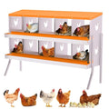 10 Compartment Chicken Nesting Box, Galvanized Steel Metal Laying Box with Removable Tray Roll-Out Egg Collection, Wall Mount Hen Roosting Box, Easy Egg Collection - color: Orange, size: 10 holes with legs