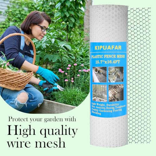 Pet Proof Barrier Net, White Plastic Chicken Wire Mesh Fencing 15.7IN x 16.4FT, Balcony Cat Safety Net & Garden Snake Barrier, Heavy Duty Protection for Chicken Coops, Rabbit Hutches, Dog Kennels - color: White, size: 15.7 IN * 16.4 FT