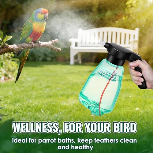 Electric Bird Bath Sprayer USB Rechargeable Auto Mister | Large Capacity Tank, Adjustable Nozzle and One Button Fine Mist for Parrots, Cockatiels, Budgies and Macaws