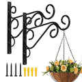 Fashion&cool Hanging Plant Brackets, Pack of 2 10 inch Iron Wall Mount Plant Hanging Hooks Metal Wall Brackets Hangers for Indoor Outdoor Planter Bird Feeder Lanterns Wind Chimes with Screws