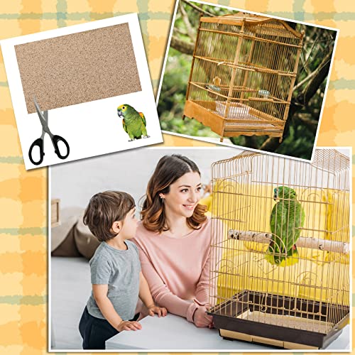 Fabbay 100 Pcs Gravel Paper for Bird Cage Gravel Liner Paper Pet Sandpaper Special for Bird Cage in Sea Sand, Easy Clean Pet Sandpaper Calcium Paper for Birdcage Parrots Cockatiels(11 x 17 Inch)