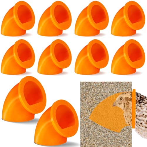 Teenyyou 20 Pack Quail Feeders No Waste Chicken Feeder Port DIY Chick Feed Saver Quail Supplies for Coturnix Small Poultry Farm Bucket Bin Container (1.5 Inch,Orange) - color: Orange, size: 1.5 Inch