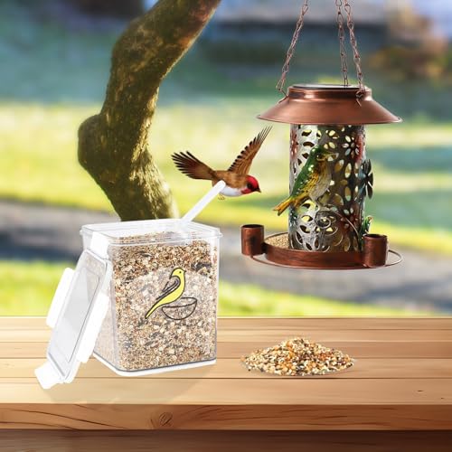 Bird Seed Storage Container-Airtight Bird Food Container 4.23 Qt/4.2LPet Food Storage Containers with Bird Seed Scoop-Wild Bird Seed Dispenser-forPetBirds Parakeets Finches Food MealwormsStorage/Clear - size: 4.2L