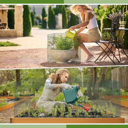 All-in-One 200 Inch Plant Protectors from Animals Kit - 0.85mm Heavy Duty Chicken Wire Cloche,Free-Cut Wire Mesh Roll Includes Pliers, Gloves, Ties, Stakes for Custom Outdoor Cages (16 * 200 Inch) - size: 16*200 Inch