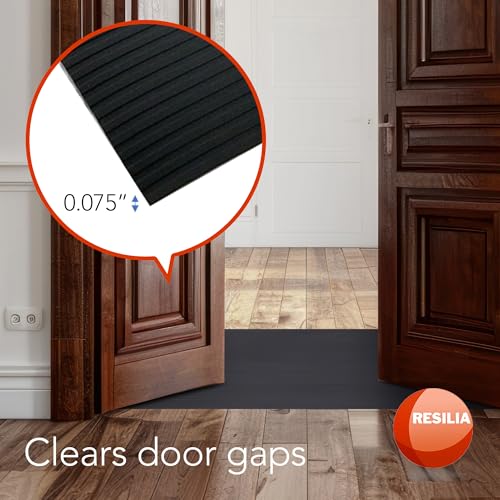 RESILIA Black Plastic Floor Runner - Embossed Wide Rib Waterproof Vinyl, Heavy Duty Protector Mat for Indoor Hardwood, Hard Floors, Garage, Entryway, Kitchen, & Outdoor Use, 27” x 6’, Made in the USA - size: 2'3" x 6' (Rectangular)