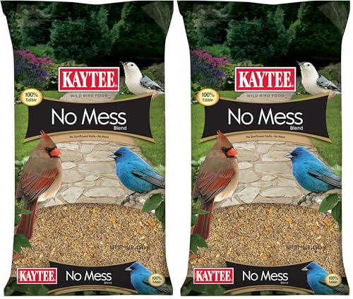 Kaytee Wild Bird (No Mess or Waste Free) Food Seed Blend for Blue Jays, Woodpeckers, Juncos, Cardinals, Grosbeaks, Sparrows, and Finches, 10 Pound, (Packaging May Vary) (Pack of 2) - size: 10 Pound (Pack of 2)
