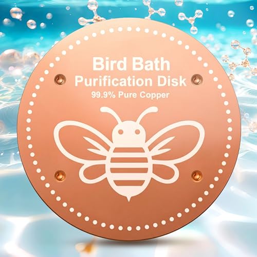 OICEME Bird Bath Purification Disk Pure Copper Outside Birdbath Heater Hanging Bowl Metal Deicer Cage Bowl Feeder Cage Dispenser Water Pedestal Cleaner Nectar Food Pole House Birdhouse Gifts - color: 1 pcs Copper Honeybee