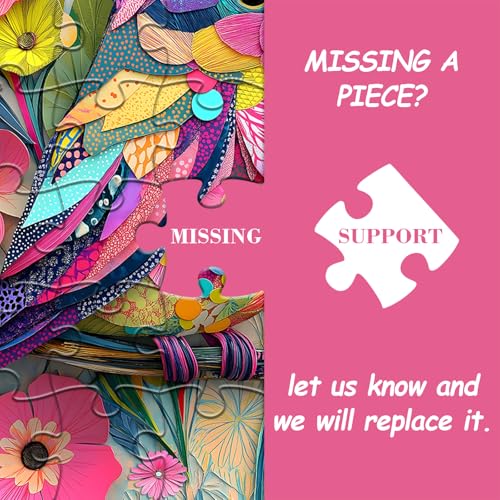 Hummingbird Puzzles for Adults 1000 Pieces, Collage Colorful Bird Flower Puzzle, Paper Cut Art Aesthetic Spring Animal Themed, Difficult Hard Impossible Challenge for Adults - style: Collage Colorful Bird