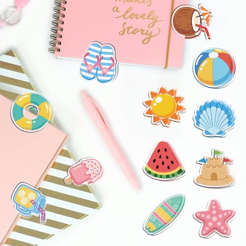 MAYJOYDIY 24Pcs 12 Styles Summer Beach Bag Clips Sun Watermelon Seashell Bag Sealer Sealing Closures Cute Starfish Acrylic Chip Clips Funny Home Office Holders for Bread Snack Storage Desk Decor - style: Summer Beach