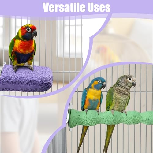 Bird Beak Grinding Stone 2 Pcs Bird Parrot Cage Perch Stand Platform Foot Claws Trimmer Chewing Toys for Small Medium Birds Cage Accessories for Budgies Cockatiels Conures