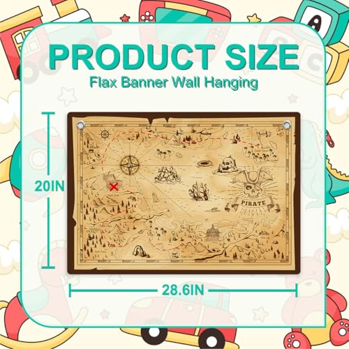 Pirate Treasure Map Background Banner Flag, Vintage Nautical Wall Art Decor | Vintage Pirate Treasure Map Banner Flag Wall Hanging Decor for Living Room Bedroom Office House - color: Multi