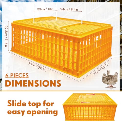 Sintuff Poultry Carrier Crate Plastic Chicken Transport Cage Bird Carriers Chickens Carrier Travel Crate Basket Box for Poultry Chicken Bird Duck Goose, 29.5 x 21.7 x 11.6 Inch (2 Pcs)