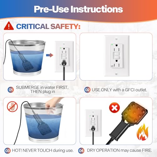 250W Smart Electric Pond De-icer – Eco Mode for Small Ponds & Bird Baths, Auto On/Off, 9ft UL Cord, IPX8 Waterproof, Cast Aluminum Heater for Winter Use