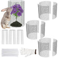 3Pack 17x14 Inch Green Coated Galvanized Wire Plant Protectors, 9Pcs Mesh Cloches with Stakes & Zip Ties, Chicken Wire Cage for Rabbits Squirrels Chickens, Garden Vegetable Seedling Protection