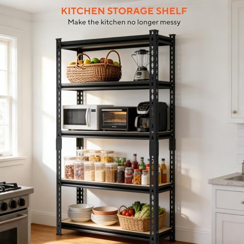 5 Tier Garage Shelving, Adjustable Heavy Duty Garage Shelves | 60 "H Metal Storage Shelves Unit for Basement,Warehouse,Pantry Kitchen - size: 60*28*12