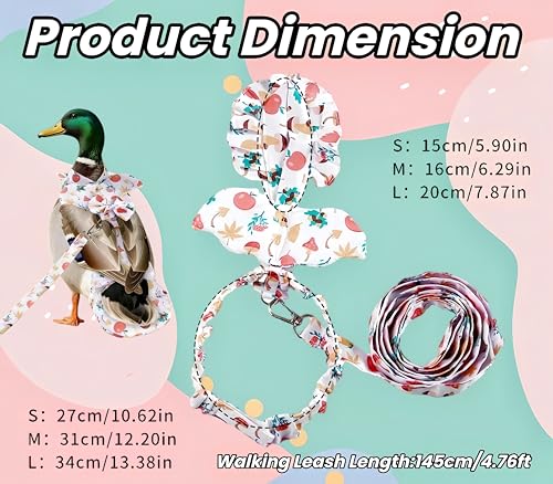 Chicken Diapers for Hens, Roosters, Diapers for Ducks with Walking Leash, Reusable Pet Duck Diapers Chick Clothes Waterproof Poultry Nappies for Geese Pet Ducks Chicken-Mushroom, S - size: S