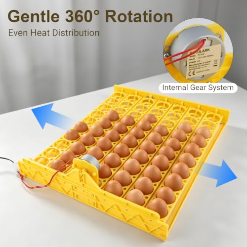 Automatic Egg Turner Tray, 70 Eggs Fully Automatic Incubator Tray with Motor, 110V Plastic Egg Turning Device Universal for Hatching Chickens, Ducks, Geese, Pigeons, Birds, Quail