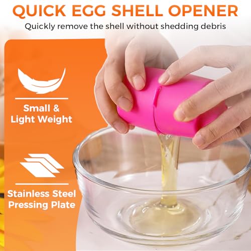 Egg Cracker Tool | Easy Shell Egg Opener | Handheld Egg Seperator Tool | Perfect for Baking, Scrambled Eggs & Omelets – No Mess, No Shell Pieces (Yellow/Pink/Orange - 3 Pack) - color: Yellow/Pink/Orange - 3 Pack