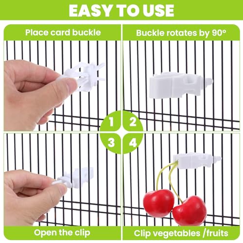 Ouligay 10 Pcs Bird Cage Food Holder, Millet Holder for Bird Cage, Parrot Fruit Vegetable Clips Plastic Bird Feeder Clip for Budgie Parakeet Cockatiel Macaw Conure Cockatoo Small Birds