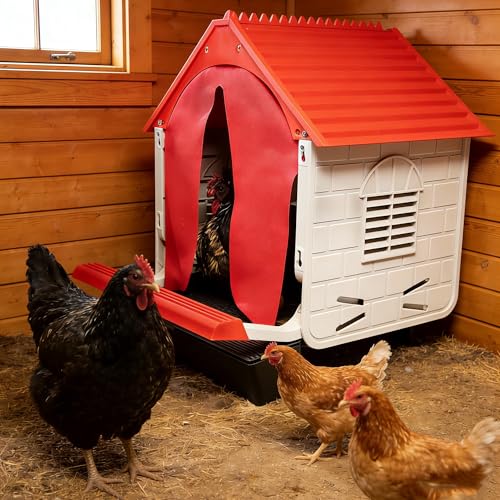 Roll Away Chicken Nesting Box, 13° Auto Egg Collection Tray, Clip-Lock Decoy Egg & 3 Jute Pads, Enclosed Easy-to-Clean Hen House, Indoor & Outdoor Chicken Coop Accessory(1Pack)