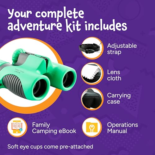 Think Peak Green Binoculars Science Toy for Kids Ages 3-12 Years - Real Compact Outdoor Adventure & STEM Educational Nature Hiking Explorer for Bird Watching, Camping Children’s Birthday Gift - color: Green
