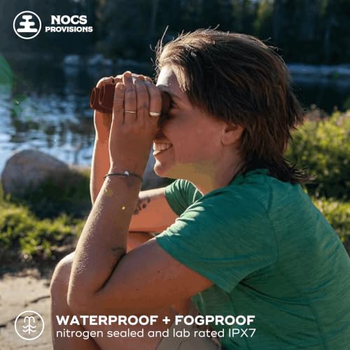 Nocs Provisions Standard Issue 10x25 Binoculars, Waterproof, Bird Watching | 10X Magnification, Bak4 Prism, Wide View Multi-Coated Lenses, Hiking & Backpacking, Adults & kids - color: Sacrodes Red, size: 10x25