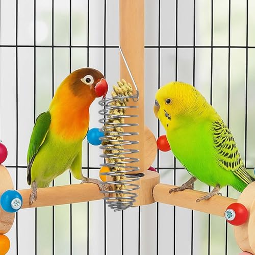 2 Pack Millet Spray Holder for Parrots, Parakeet Treat Sticks Feeder, Natural Millet Treats and Crunch Bars for Birds, Includes Cuttlebone and Calcium Block for Active Beak Chewing and Play
