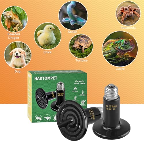 100W Ceramic Heat Emitter - Black Reptile Heat Bulb - No Light Infrared Reptile Heat Lamp for Lizards, Dogs, Cats - Ideal for Terrariums and Pet Brooder Coop Heating - Black