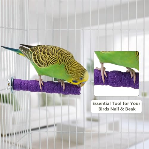 Litewoo Pet Bird Perch Parrot Rough-surfaced Stand Toy Branch Nature Wood Quartz Sand Branches Nail Perch for Small Medium Birds Cockatiel Parakeet Conure Cage Accessories (Purple, 4.3in) - color: Purple, 4.3in
