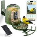 Smart Bird Feeder with Camera Solar Powered, Auto Capture 2.5K Videos | Free AI Bird Identification, with Light & Seed Guard, Live Bird Watching Camera Feeder, for Family,Bird Lovers - color: WhiteLight