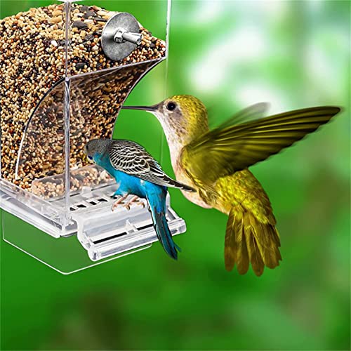 Automatic Bird Feeder,Splash-Proof No Mess Bird Feeder Bird Cage Accessories Acrylic Transparent Seed Bird Food Container for Parakeet Canary Cockatiel Finch,18.5x8.5x7.5CM
