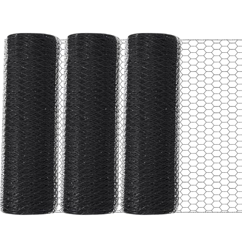 GlikCeil 12 in x 300 ft Chicken Wire Mesh Fencing for Floral Garden, 23 Gauge Black Galvanized Steel Wire, 1 Inch Hexagonal Hardware Cloth Netting for Farm Crafts Poultry Coop Barrier Rabbit Cage - color: Black, size: 12 in X 300 ft
