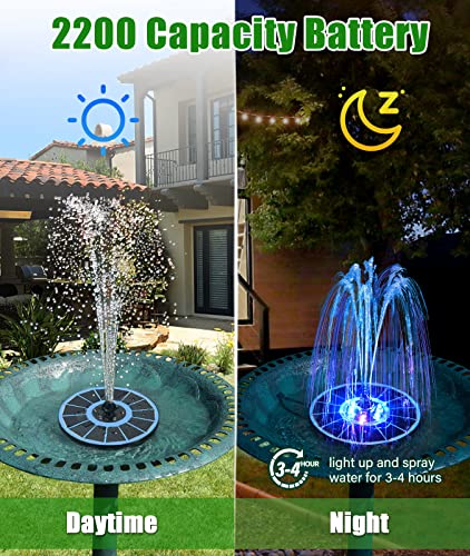 SZMP Solar Fountain Pump Upgraded 100% Glass Panel, 3.5W Solar Powered Fountain Built-in 2000 Battery with 7 Nozzle & 4 Fixer, Solar Fountain for Bird Bath, Pond, Fish Tank, Outdoor