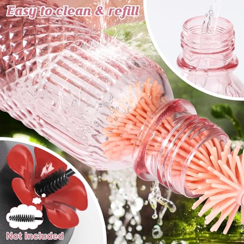 Glass Hummingbird Feeder for Outdoors Hanging, 16 oz Leak-Proof Nectar Feeder with Bee Guards & Ant Moat, 4 Metal Flower Feeding Ports, 360° Perch Ring, Easy Refill & Clean, Pink - color: Pink