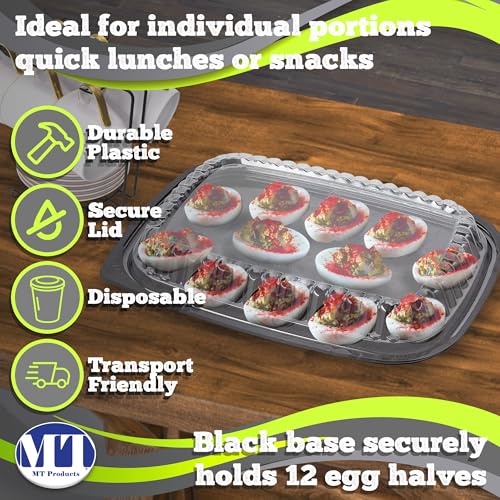 MT Products Clear Deviled Egg Containers Holds 12 Eggs 10.2" x 7.4" x 1" - Durable Egg Platter Tray (Pack of 12) - Made in the USA - size: 10.2 x 7.4 x 1 in