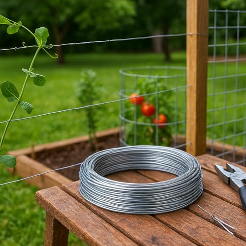 National Hardware Galvanized Steel Wire, 14 Gauge, 100 ft | Self-Tying Wire Holds 150 lb for Picture Hanging, Plant Hangers and Repairs; Rust-Resistant Coating - size: 14 Ga x 100'