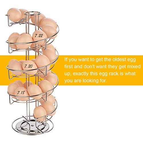 Toplife Spiral Design Stainless Steel Egg Skelter Dispenser Rack,Storage Display Rack,Silver - color: Sliver