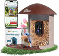 Smart Bird Feeder with Camera Solar Powered, 2.5K UHD Birdwatching Cam | with Free AI Bird Identification, Instant Notifications & Auto Video Capture, for Mom Dad Birdlovers, Brown - color: Brown