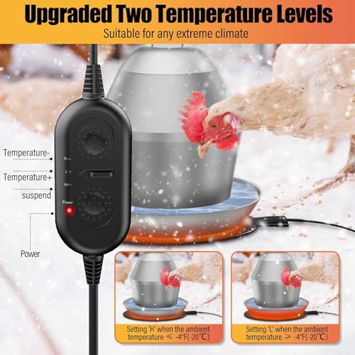 Heated Chicken Waterer Base, 6" Energy Saving Poultry Water Heater for Winter - Prevents Freezing for 1 to 5 Gallon Buckets, for Ducks, Geese, Turkeys, Chickens,1 PC