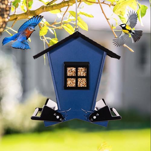 Squirrel Proof Bird Feeders for Outdoors with Weight-Activated, Metal 5LB Large Wild Bird Feeders for Cardinals,Blue Jay,Finch, Weatherproof Durable Hanging Bird Feeder for Backyard,Garden
