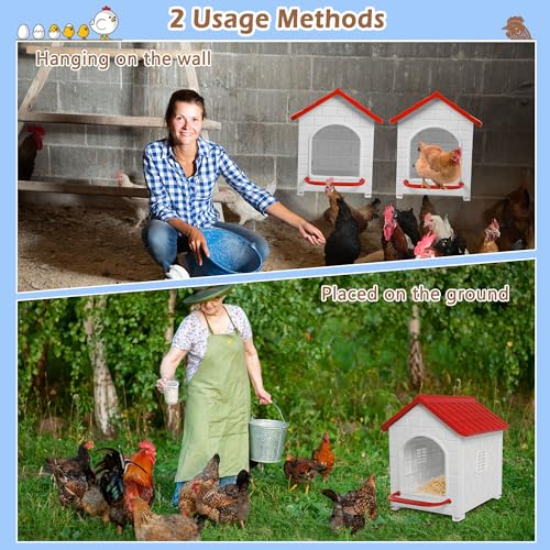Nesting Boxes for Chicken, Plastic Single Compartment Chicken Nesting Box | for Laying Eggs for Hens, Ducks and Poultry - Red - color: Red